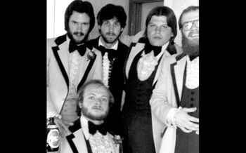 BFFs (from top left): Bill McCormick, Greg, Dennis Jordhoy, Ian Hempill and Don Jones (seated)
