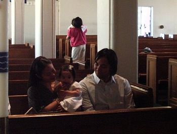 Adriane Sage's baptism - Lisa (Mom) , Adriane Sage, Joe (Dad)
