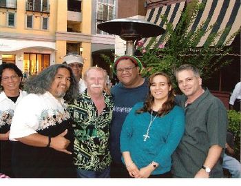 Darren and Kristina with Dean Markley and the Ho'Omana band at a Firesign Entertainment show
