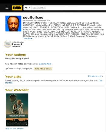 soulfullceo imdb actor page for Christian film he appeared briefly in titled “MAKING HIM FAMOUS”
