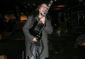 "Chris The Riff" with his Gibson USA 50th Anniversary SG Standard 24 (at Loppen Copenhagen - Scandinavian tour - DOOMDOGS supporting PENTAGRAM)
