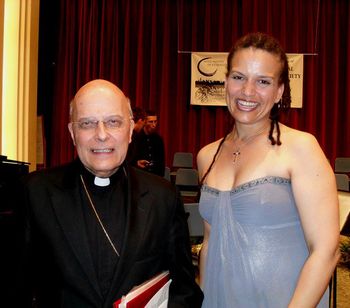 Cardinal George and Jade after her premiere performance of 4 Merton Freedom songs June 11, 2011
