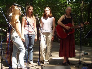 Another view - singing Hallelujah: Christy, Bethany, Marielle, and Dawn; Photo by Roz Collins
