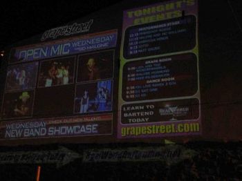 This projected lit up sign for the Grape Street was way cool & did list us although you can't read it clearly in the photo
