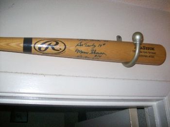 Bat-autographed by Ralph Houk, Bob Turley, Moose Skowren, Bob Cerv. A gift from Janie.
