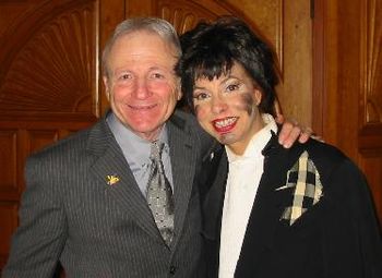 A great friend of ours...Taos Mountain Casino, Marketing and Entertainment Director, Marc Kaplan and Bethany pose for a quick shot backstage in her finale' make-up from her Judy Garland tribute.
