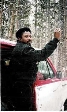 Edi Fitzroy in Big Red touring vessel winter '97-'98. From JA to the cold Rockies was a trip for Edi but we rocked them nevertheless.