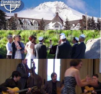 The Rose City Hot Club's swingin' acoustic jazz complements the relaxed ambience of Timberline Lodge for a perfect wedding celebration.  Joey, Bob, James and Bryan swingin' at 6000'.
