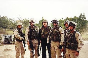 Jimmy with troops leaving on patrol in Iraq.
