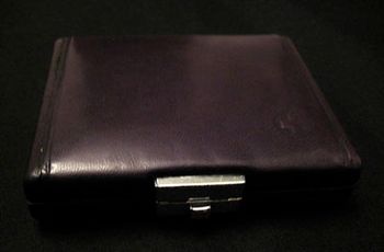 The elegant brown leather reed case for 6 tenor sax reeds
