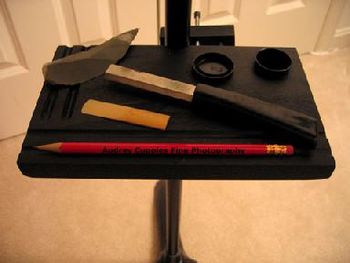 You've got to have this accessory shelf... for home or on gigs! (music stand, pencil, reed, sand paper, water cup, and reed knife not included)
