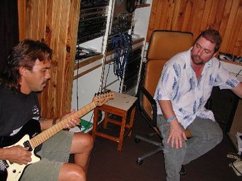 Micheel and Engineer Antony Burton, JMC Studio, Pape'ete, Tahiti
