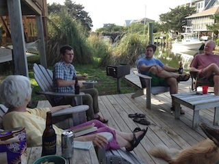 MIPSO (Joseph and Wood in the center) dropped by for brews and stories on John's deck
