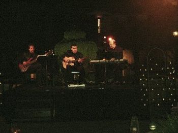 Guillermo Guzman (bass), Marco Tulio (guitar) and Rique Pantoja (keyboard). (San Juan Capistrano, CA - 2011)
