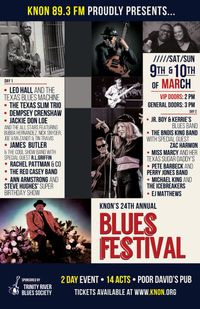 KNON Annual Blues Festival 2024!!  All- Star Line-up!!   Miss Marcy & her Texas SugarDaddy's at 6pm