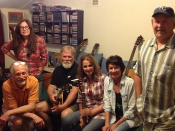 Songwriter Jam with (L-R) Barry Rowell, Lori Harding, DC Cunningham, Emily Higgins, Elizabeth Anderson, Ray Smith-May, 2014
