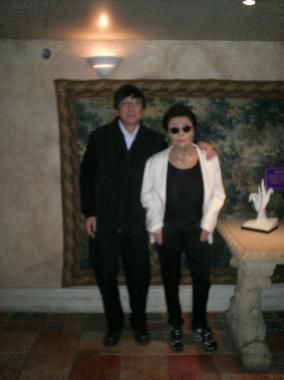 With Yoko Ono at Madame Tussauds in New York.
