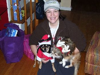 Meggan and festive pups!
