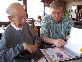 Dad and my brother-in-law Poul looking at Karen's fabulous portfolio of her artwork
