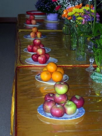 Colorful fruit offerings
