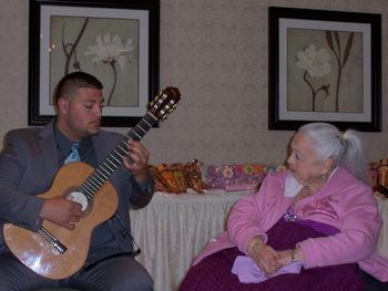 Randy (Paula's son) Lopez plays guitar (beautifully!) for his Grandma Sadie
