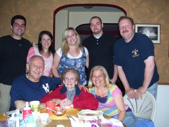 Mother's Day celebration upstate (5-12-12): front row - Joe, Mom Carol, sister Mary Ellen; back row - Andrew, Meggan, Carly, Cody, Bill

