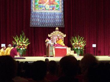 His Holiness the Dalai Lama on Radio City Music Hall stage
