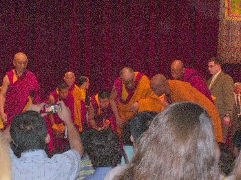 The Dalai Lama blessing the audience after his talk
