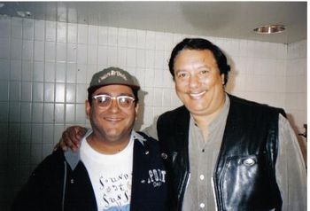 RV with his good buddy, Cuban trumpet star Arturo Sandoval. NYC 1995
