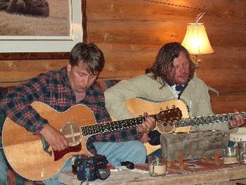 Tim Johnson and James Dean Hicks playing one of their songs
