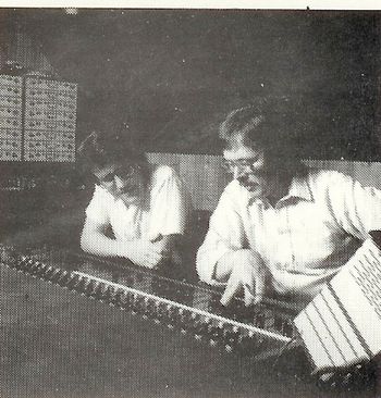 Working with Bob Kaider (on right), a great friend and recording engineer extraordinaire, at Lake Recording, circa 1985. He taught me a lot!
