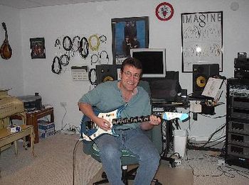 Here I am in the studio playing my favorite electric guitar..the Teisco Spectrum 5
