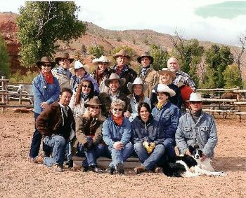 A lot of pictures from Horse & Writer will follow; here's a group shot. FR: John, Stacey, Kathy, Angela, Heath, "Senator" MR: Loretta, Skip, Jenny, Ruth BR: Hilde, me, AmyJo, Joey, Rory, Scott, Jan, J
