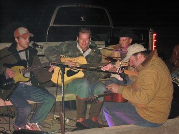 Steve jammin with frienda at a deer lease in south Texas. In this photo, L-R: John Way, Charlie Robison, Patrick Murphy, Steve Anderson
