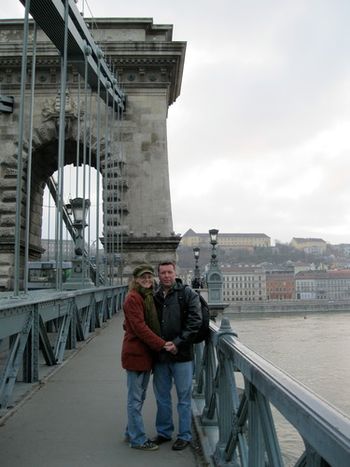 Bill and I on the Chain Link Bridge, Budapest
