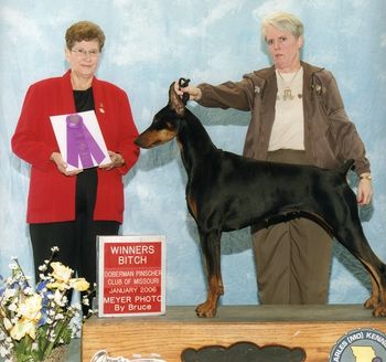 Gabby is pictured with her handler Jana Dupre.

