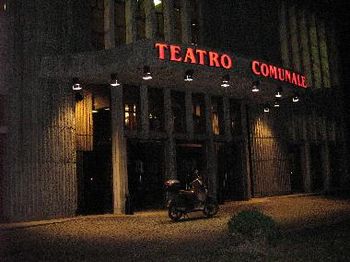 front of the theater in Alessandria, Italy
