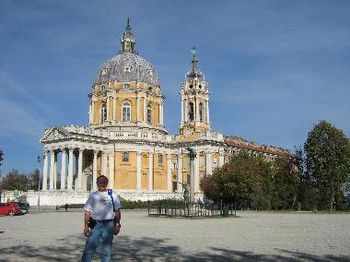 me in front of the Basilica Di Superga at 2,200ft overlooking Torino.
