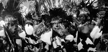 "King Shaka Zulu Nation," one of the most popular Carnival Troupes in the Virgin Islands, gather for a celebration on St. John. PCD and the troupe have worked together many times, including a film project for American Airlines. Paul Cater Deaton Photo
