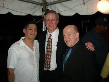L to R: Steve Ramos, Lew Soloff and Ray Reach, backstage after the show at the 2008 Taste of 4th Avenue Jazz Festival
