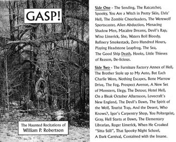 Robertson raps, rhymes, and recites his way through some of his best known horror poems on GASP! Eerie sound effects and music enhance his first audio book.
