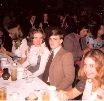 Dan Day and his date Sandy enjoy the 1973 Pi dinner dance.
