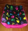 PB#808 - Pink Faux Suede Exterior with Black Multi Colored Puppy Paw Print Fleece Interior