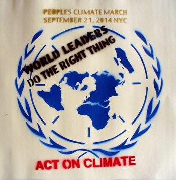 Stencil & Spray Paint Graphic for the Peoples Climate March, 13" X 15", Billy Curmano, 2014
