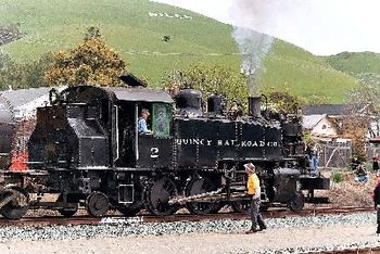 Mike in yellow, at work with the Niles Canyon Steam Train
