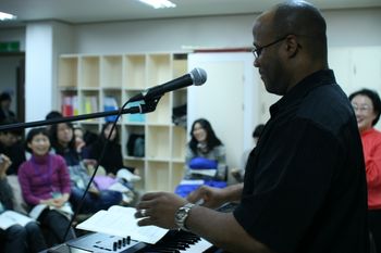 Teaching a session on worship and the keyboard.

