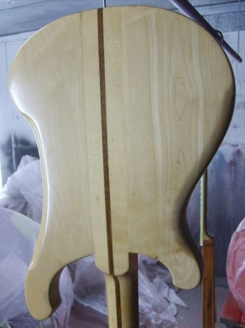 The bass is receiving the initial clear lacquer sealer coats...
