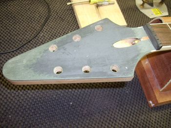 The headstock is about to be routed for binding...
