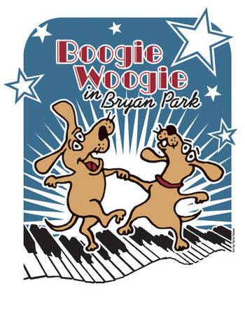 Terry Howe's logo for "Boogie Woogie in Bryan Park" - with Bob Seeley, Mark "Mr. B" Braun, Bob Baldori, and Craig & The Crawdads
