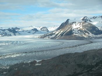 Glacier carving and grinding, and winding its way
